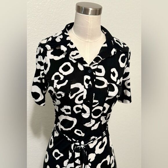 En Focus Stylish Black/White Women's Dress, Size 6 - Picture 2 of 5
